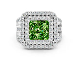 White gold Double Halo Princess Cut Diamond Split Shank Pave Set Ring