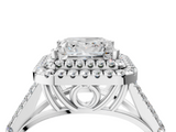 White gold Double Halo Princess Cut Diamond Split Shank Ring with Four Prong Setting_49