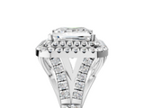 White gold Double Halo Princess Cut Diamond Split Shank Ring with Four Prong Setting_50