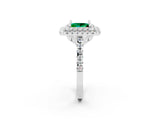 White gold Double Halo Princess Cut Emerald Pavé Band with Four-Prong Setting_2