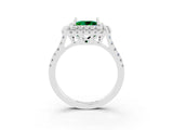 White gold Double Halo Princess Cut Emerald Pavé Band with Four-Prong Setting_3