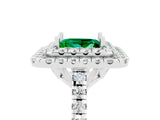 White gold Double Halo Princess Cut Emerald Pavé Band with Four-Prong Setting_5