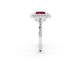 White gold Double Halo Princess Cut Garnet Pavé Band with Four-Prong Setting_2