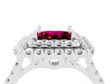 White gold Double Halo Princess Cut Garnet Pavé Band with Four-Prong Setting_4