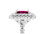 White gold Double Halo Princess Cut Garnet Pavé Band with Four-Prong Setting_5
