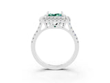 White gold Double Halo Princess Cut Green Sapphire Pavé Band with Four-Prong Setting_3