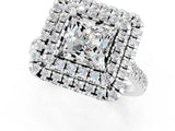White gold Double Halo Princess Cut Moissanite Pavé Band with Four-Prong Setting_1