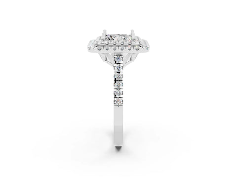 White gold Double Halo Princess Cut Moissanite Pavé Band with Four-Prong Setting_2