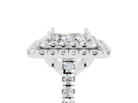 White gold Double Halo Princess Cut Moissanite Pavé Band with Four-Prong Setting_5