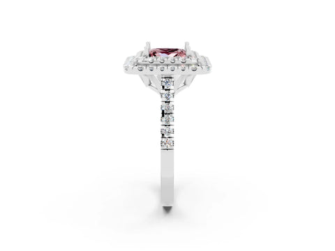 White gold Double Halo Princess Cut Morganite Pavé Band with Four-Prong Setting_2