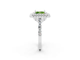 White gold Double Halo Princess Cut Peridot Pavé Band with Four-Prong Setting_2