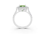 White gold Double Halo Princess Cut Peridot Pavé Band with Four-Prong Setting_3