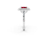 White gold Double Halo Princess Cut Ruby Pavé Band with Four-Prong Setting_2
