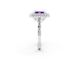 White gold Double Halo Princess Cut Tanzanite Pavé Band with Four-Prong Setting_2