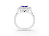 White gold Double Halo Princess Cut Tanzanite Pavé Band with Four-Prong Setting_3