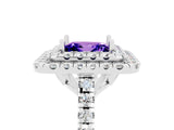 White gold Double Halo Princess Cut Tanzanite Pavé Band with Four-Prong Setting_5