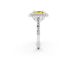 White gold Double Halo Princess Cut Yellow Sapphire Pavé Band with Four-Prong Setting_26