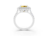 White gold Double Halo Princess Cut Yellow Sapphire Pavé Band with Four-Prong Setting_27