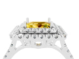 White gold Double Halo Princess Cut Yellow Sapphire Pavé Band with Four-Prong Setting_28