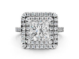 White gold Double Halo Princess Diamond Pave Band with Four-Prong Setting_69