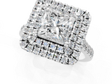 White gold Double Halo Princess Diamond Pave Band with Four-Prong Setting_71