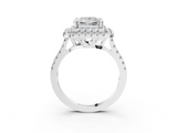 White gold Double Halo Princess Diamond Pave Band with Four-Prong Setting_73