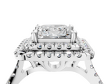 White gold Double Halo Princess Diamond Pave Band with Four-Prong Setting_73