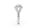White gold Double Halo Princess-Shaped Split Shank Diamond Ring with Prong Setting_22