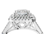 White gold Double Halo Princess-Shaped Split Shank Diamond Ring with Prong Setting_24