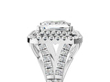 White gold Double Halo Princess-Shaped Split Shank Diamond Ring with Prong Setting_25