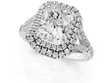White gold Double Halo Radiant Cut Diamond Split Shank Engagement Ring with Four-Prong Setting_4