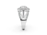 White gold Double Halo Radiant Cut Diamond Split Shank Pave Set Ring_5