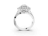 White gold Double Halo Radiant Cut Diamond Split Shank Pave Set Ring_6