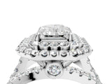 White gold Double Halo Radiant Cut Diamond Split Shank Pave Set Ring_7
