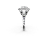 White gold Double Halo Radiant Cut Diamond Split Shank Ring with Four Prong Setting_45