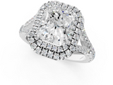White gold Double Halo Radiant Cut Diamond Split Shank Ring with Four Prong Setting_46