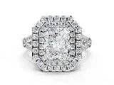 White gold Double Halo Radiant Cut Pave Split Shank Prong Set Ring_15