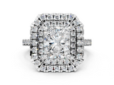 White gold Double Halo Radiant Diamond Pave Band with Four-Prong Setting_70