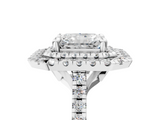 White gold Double Halo Radiant Diamond Pave Band with Four-Prong Setting_75