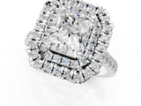 White gold Double Halo Radiant Diamond Pave Band with Four-Prong Setting_75