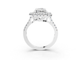 White gold Double Halo Radiant Diamond Pave Band with Four-Prong Setting_77