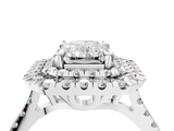 White gold Double Halo Radiant Diamond Pave Band with Four-Prong Setting_78