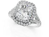 White gold Double Halo Radiant-Shaped Split Shank Diamond Ring with Prong Setting_21