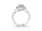 White gold Double Halo Radiant-Shaped Split Shank Diamond Ring with Prong Setting_23