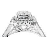 White gold Double Halo Radiant-Shaped Split Shank Diamond Ring with Prong Setting_24