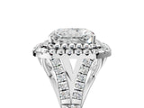 White gold Double Halo Radiant-Shaped Split Shank Diamond Ring with Prong Setting_25