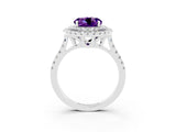 White gold Double Halo Round Cut Amethyst Pavé Band with Four-Prong Setting_3
