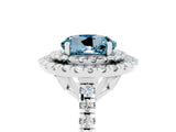 White gold Double Halo Round Cut Aquamarine Pavé Band with Four-Prong Setting_5