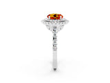 White gold Double Halo Round Cut Citrine Pavé Band with Four-Prong Setting_2