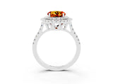 White gold Double Halo Round Cut Citrine Pavé Band with Four-Prong Setting_3
